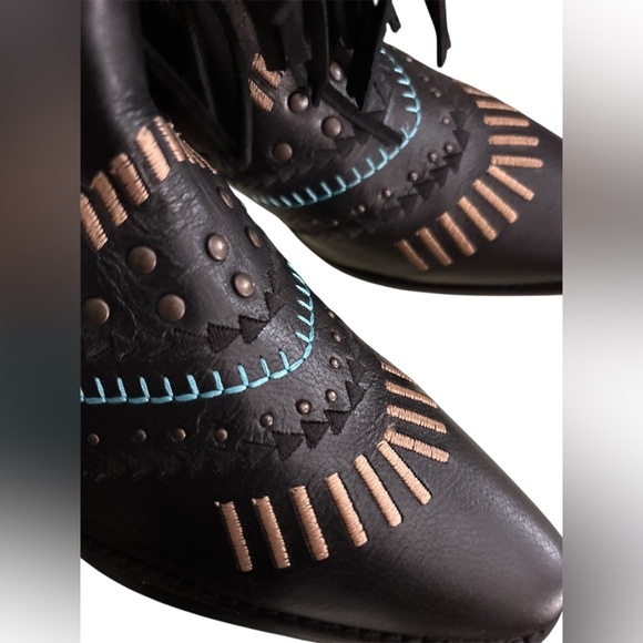 New Dingo cowboy boots embroidered studded tassel cowgirl black, sz 7.5 women’s - Picture 10 of 14